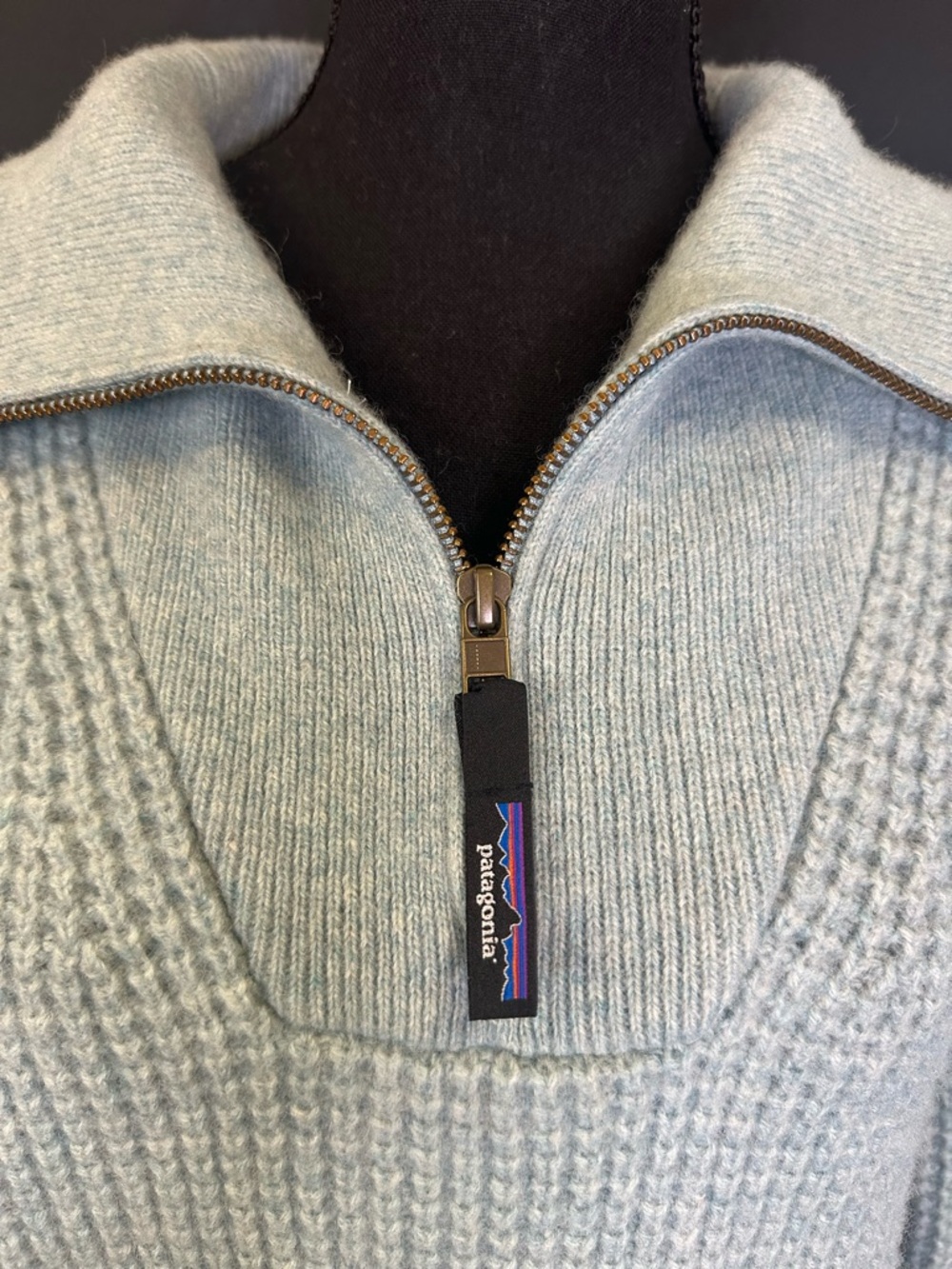 #99- Patagonia Recycled Wool Blend Light Sage 1/4-Zip Knit Pullover - Picture 5 of 11